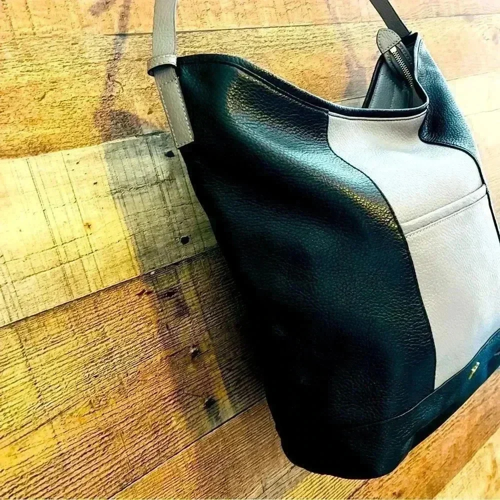 H By Halston Pebbled Leather Hobo Bag